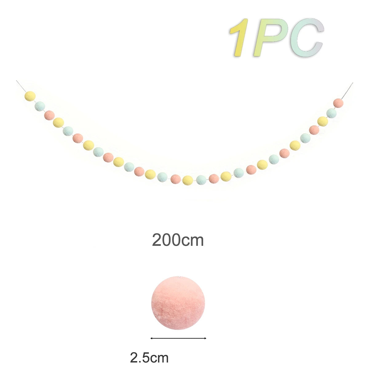 2m bola de feltro guirlanda pompom corda ornamentos para boho casa decoração do quarto chá de bebê aniversário natal decoração da parede