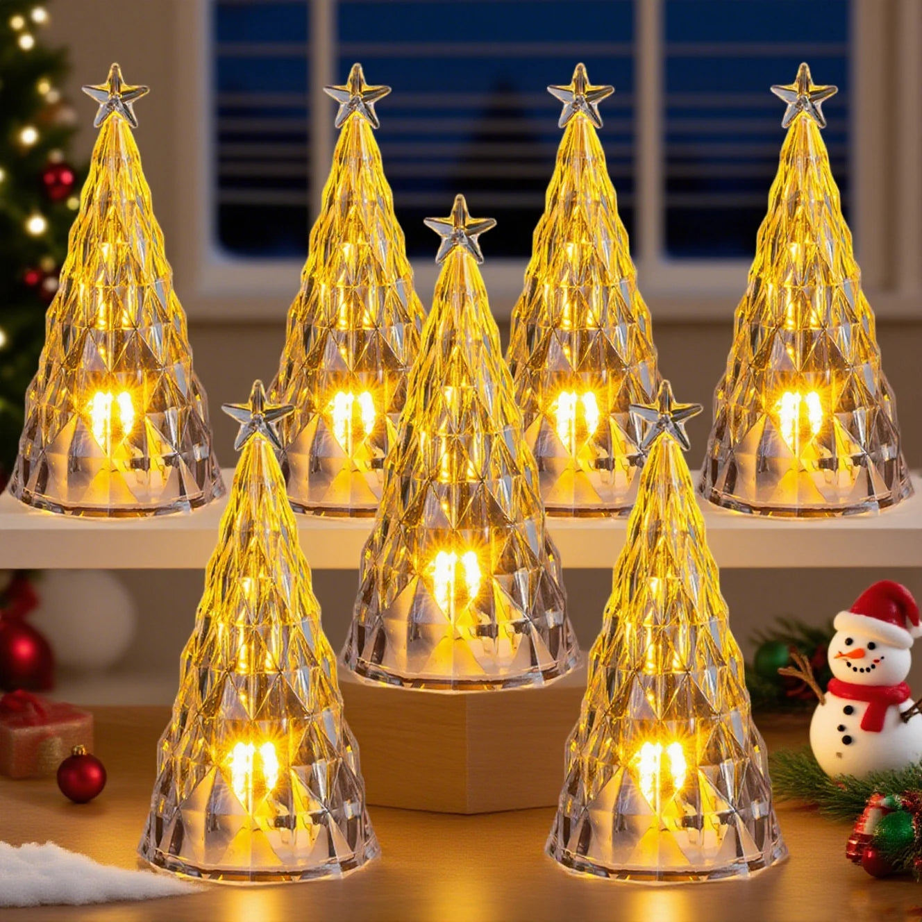 1/6 pçs decoração de natal romântico luz da noite luminosa árvore de natal presentes de ano novo festa de natal ornamento decoração de mesa do quarto