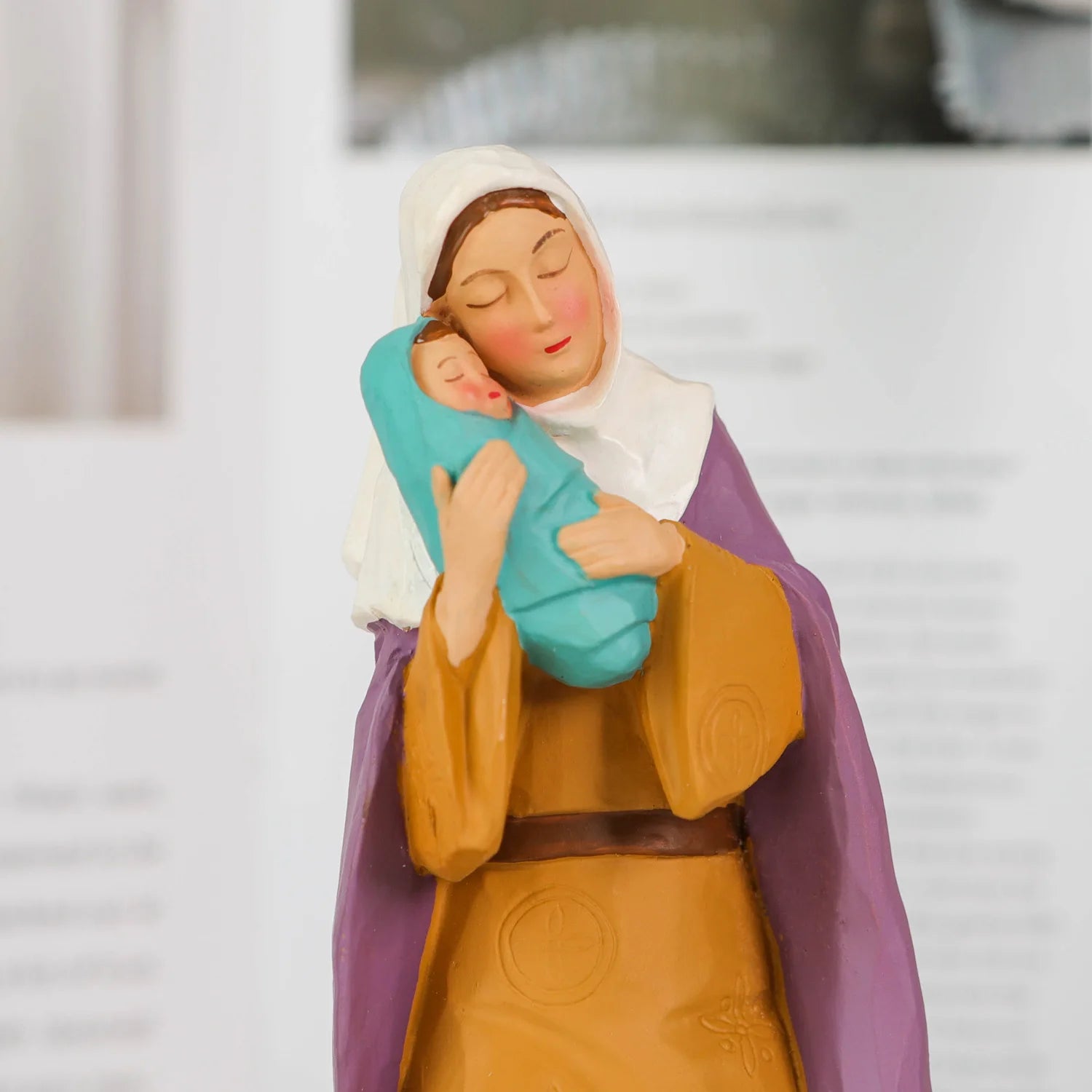 Conjunto de estátua de virgem maria e bebê jesus inspirado sagrado para decoração de casa muçulmana, figuras religiosas clássicas de mãe e infantil da moda
