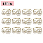 1-96 pçs elegantes guardanapo anéis pérola contas ouro guardanapo anel suportes decoração de casamento para jantar festa casa decoração de mesa