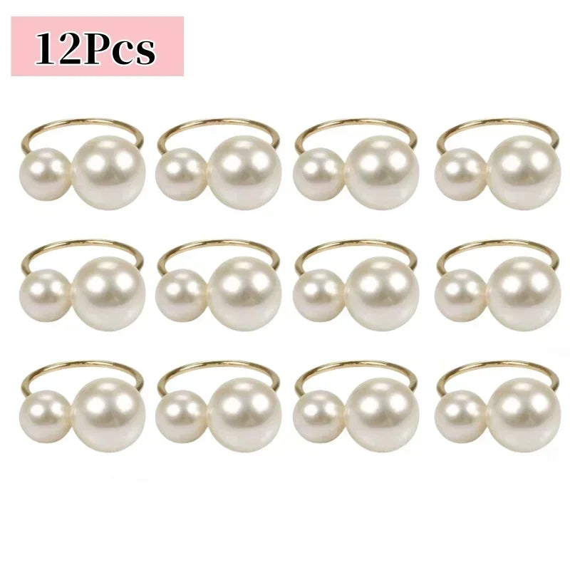 1-96 pçs elegantes guardanapo anéis pérola contas ouro guardanapo anel suportes decoração de casamento para jantar festa casa decoração de mesa