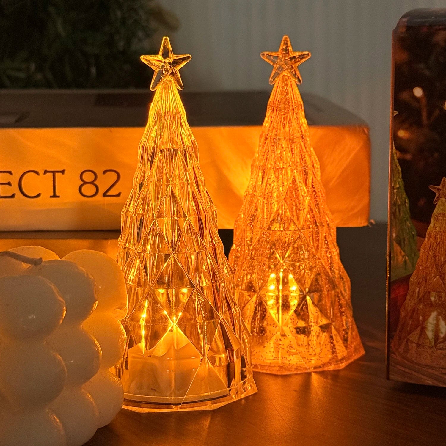 1/6 pçs decoração de natal romântico luz da noite luminosa árvore de natal presentes de ano novo festa de natal ornamento decoração de mesa do quarto