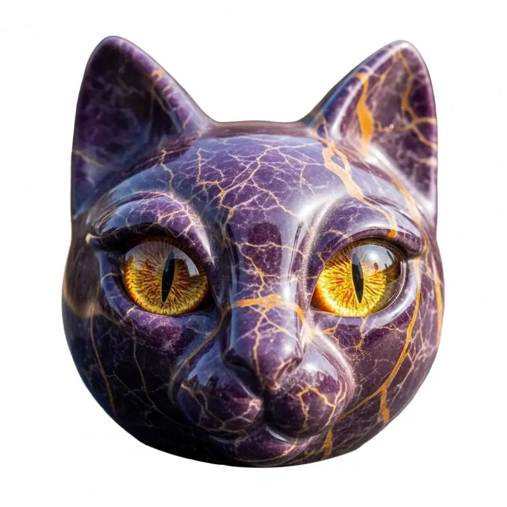 Enfeite de sala acabamento decoração de casa elegante escultura de pedra de gato preto com olhos âmbar esculpidos à mão casa de luxo para gato para quarto