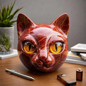 Enfeite de sala acabamento decoração de casa elegante escultura de pedra de gato preto com olhos âmbar esculpidos à mão casa de luxo para gato para quarto