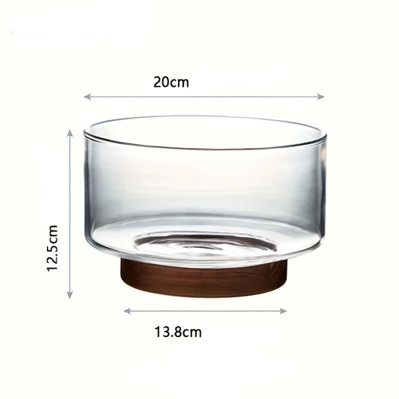 Tigela de Vidro e Madeira