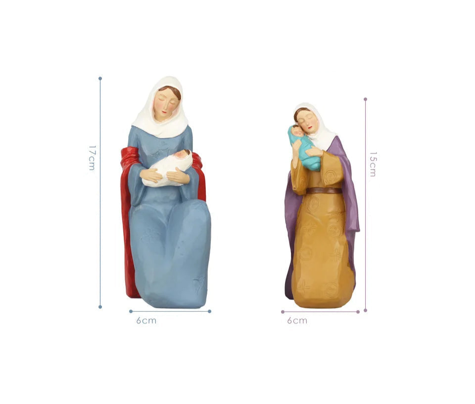 Conjunto de estátua de virgem maria e bebê jesus inspirado sagrado para decoração de casa muçulmana, figuras religiosas clássicas de mãe e infantil da moda