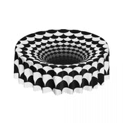 Toalha de Mesa Redonda Ilusão Óptica Preto e Branco 60"