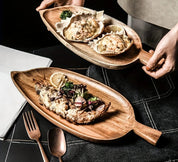 Bandeja estética alta em forma de folha de madeira bandeja de chá da tarde bandeja de sushi ocidental sobremesa bandeja de refeição de frutas bandeja de alimentos de madeira à prova dwaterproof água
