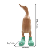 Escultura de Pato em Madeira com Botas de Chuva