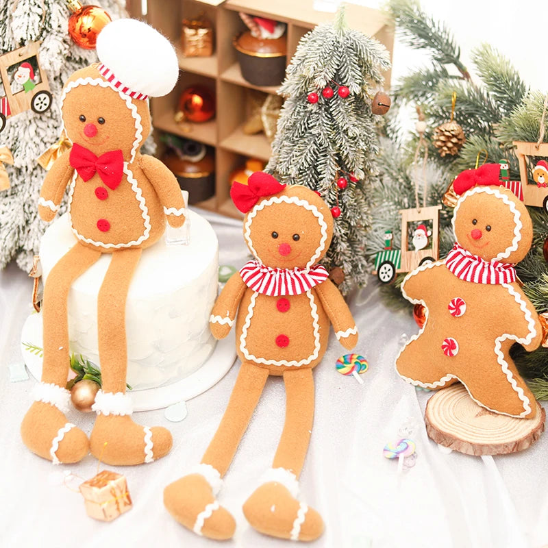 Natal decoração de ano novo para casa boneca de pelúcia homem de gengibre árvore de natal pendurado ornamento pingente interior presente do miúdo decoração 2024