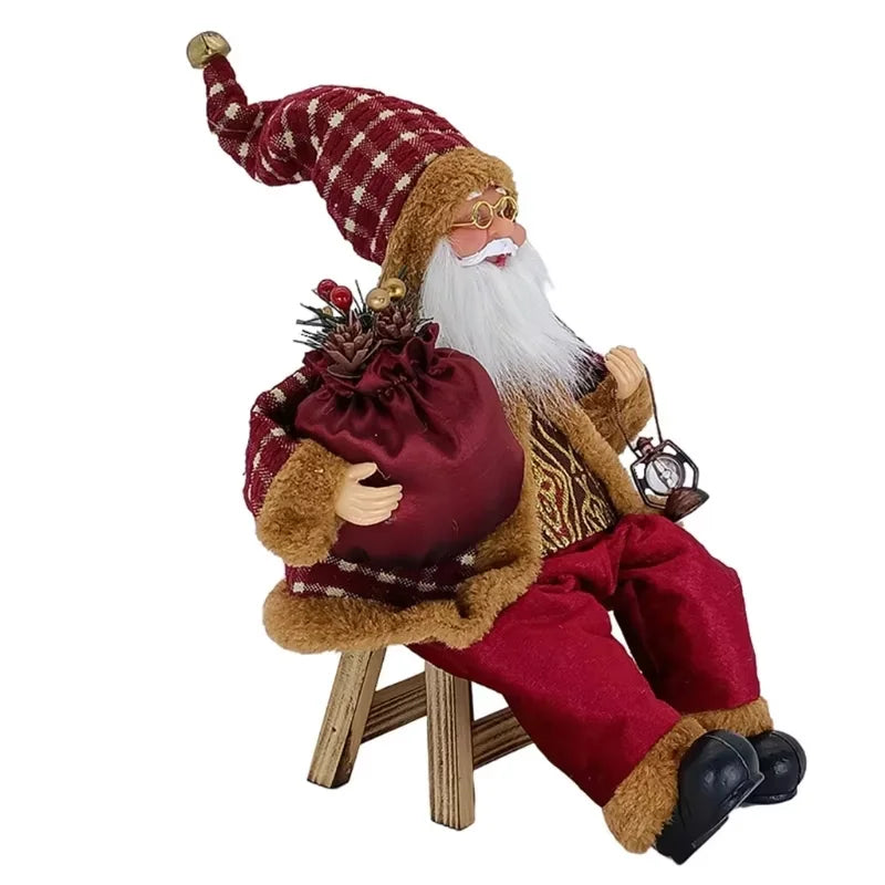 Decoração de personagem de natal pendurado decoração de árvore de natal boneca brinquedo 14 polegada sentado papai noel estátua presente