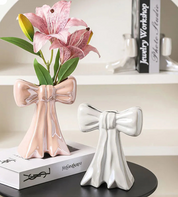 Adorável bowknot vaso de cerâmica vasos de plantas decoração de mesa arranjo de flores porcelana brilhante vaso floral decoração estética do quarto