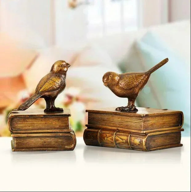 Aparadores de Livros Retro Birds em Resina