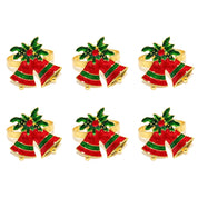 6 pçs anéis de guardanapo de natal árvore de natal floco de neve veados quebra-nozes guardanapo titular fivela de guardanapo de ouro para festa de natal decoração de mesa