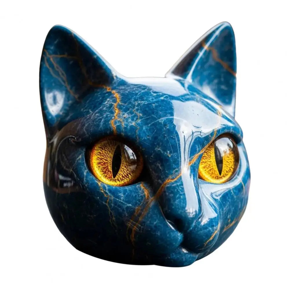 Enfeite de sala acabamento decoração de casa elegante escultura de pedra de gato preto com olhos âmbar esculpidos à mão casa de luxo para gato para quarto