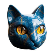 Enfeite de sala acabamento decoração de casa elegante escultura de pedra de gato preto com olhos âmbar esculpidos à mão casa de luxo para gato para quarto