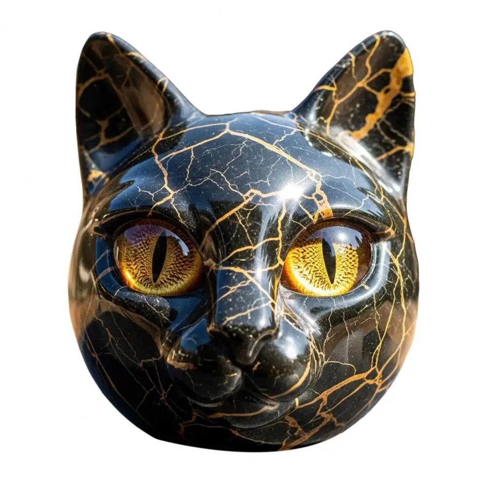 Enfeite de sala acabamento decoração de casa elegante escultura de pedra de gato preto com olhos âmbar esculpidos à mão casa de luxo para gato para quarto
