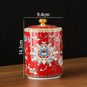 Pote de Armazenamento Decorado em Cerâmica