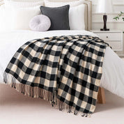 Battilo xadrez lance cobertor para cama sofá verde leve cobertor de caxemira cobertores com borlas primavera lance decoração para casa