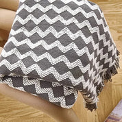 Cobertor de malha acrílica onda cinza, leve e macio, cobertor decorativo com borlas para viagens, sofá, cama