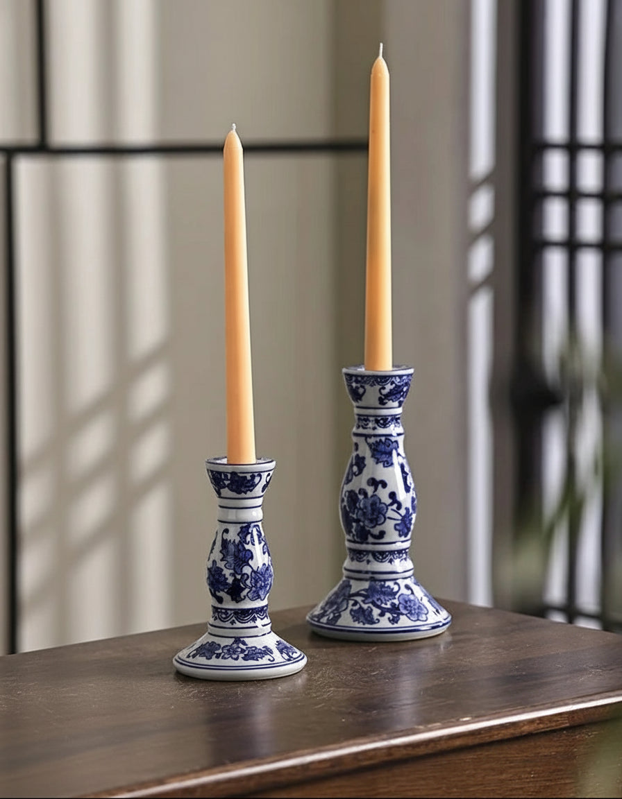 Porcelana azul e branca cerâmica casa castiçal, incenso, decoração de casa simples, estilo chinês