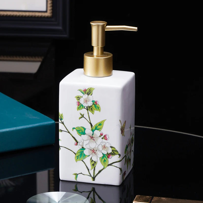 Dispensador de sabão cerâmico 450ml, garrafa desinfetante para as mãos, garrafa de prensa, garrafa de gel de banho para hotel, dispensação de detergente para lavanderia