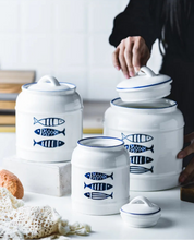 Jarro selado cerâmico com tampa, jarra do armazenamento da mercearia, grande capacidade, transportador portátil do chá, armazenamento do petisco da umidade-prova, uso home