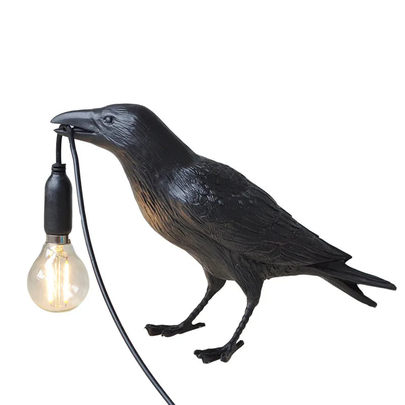 Lâmpada de parede de resina Lucky Bird Crow - Luz de parede decorativa LED para quarto e sala de estar, decoração de casa com lâmpada grátis