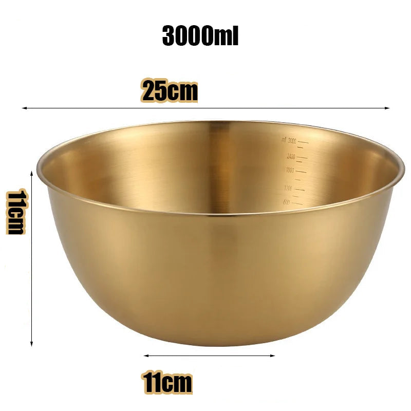 Conjunto de 3 Tigelas Douradas em Aço Inoxidável