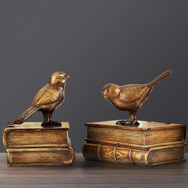 Aparadores de Livros Retro Birds em Resina