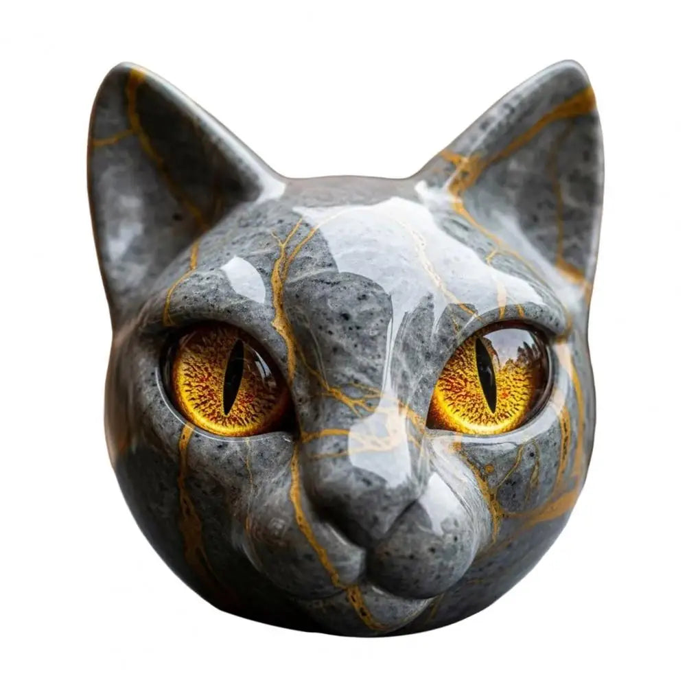 Enfeite de sala acabamento decoração de casa elegante escultura de pedra de gato preto com olhos âmbar esculpidos à mão casa de luxo para gato para quarto