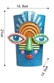 Vaso Artístico de Rosto em Resina para Decoração