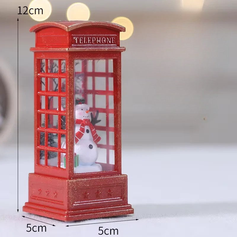 Cabine Telefônica Decorativa de Natal com Luz Noturna