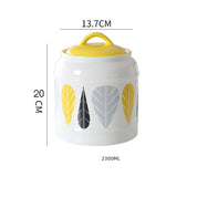 Jarro selado cerâmico com tampa, jarra do armazenamento da mercearia, grande capacidade, transportador portátil do chá, armazenamento do petisco da umidade-prova, uso home