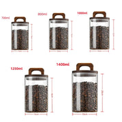 Tampa de madeira pote de vidro hermético recipiente de alimentos chá grãos de café garrafas de armazenamento de cozinha jar selado motivos frasco de doces