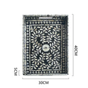 Ahunderjiaz-Bandeja Retro Shell Quadrado, Sala De Jantar E Sala De Estar, Decorações De Mesa, Armazenamento De Luxo Preto Leve, Bandeja De Frutas, Casa D