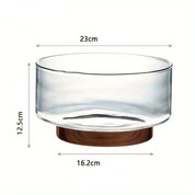 Tigela de Vidro e Madeira