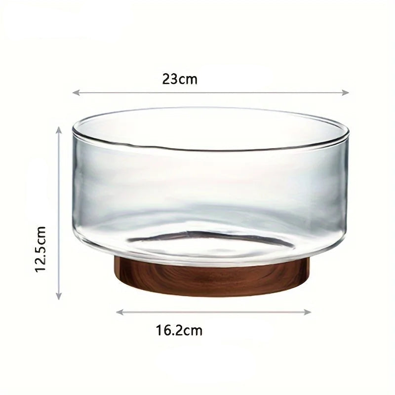 Tigela de Vidro e Madeira