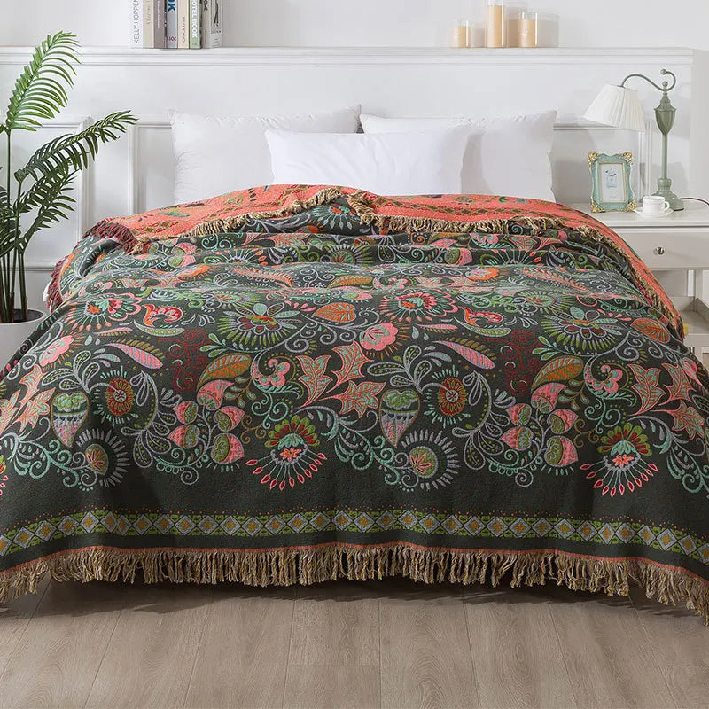 Colcha de algodão puro verão 4 camadas gaze borla toalha colcha ab lado multifuncional cobertor decorar sofá cama capa