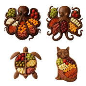 Prato de charcutaria de polvo, placa de pão de queijo com tema oceano, placa de bandeja de servir exclusiva novidade para queijo, carnes e frutas