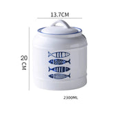 Jarro selado cerâmico com tampa, jarra do armazenamento da mercearia, grande capacidade, transportador portátil do chá, armazenamento do petisco da umidade-prova, uso home