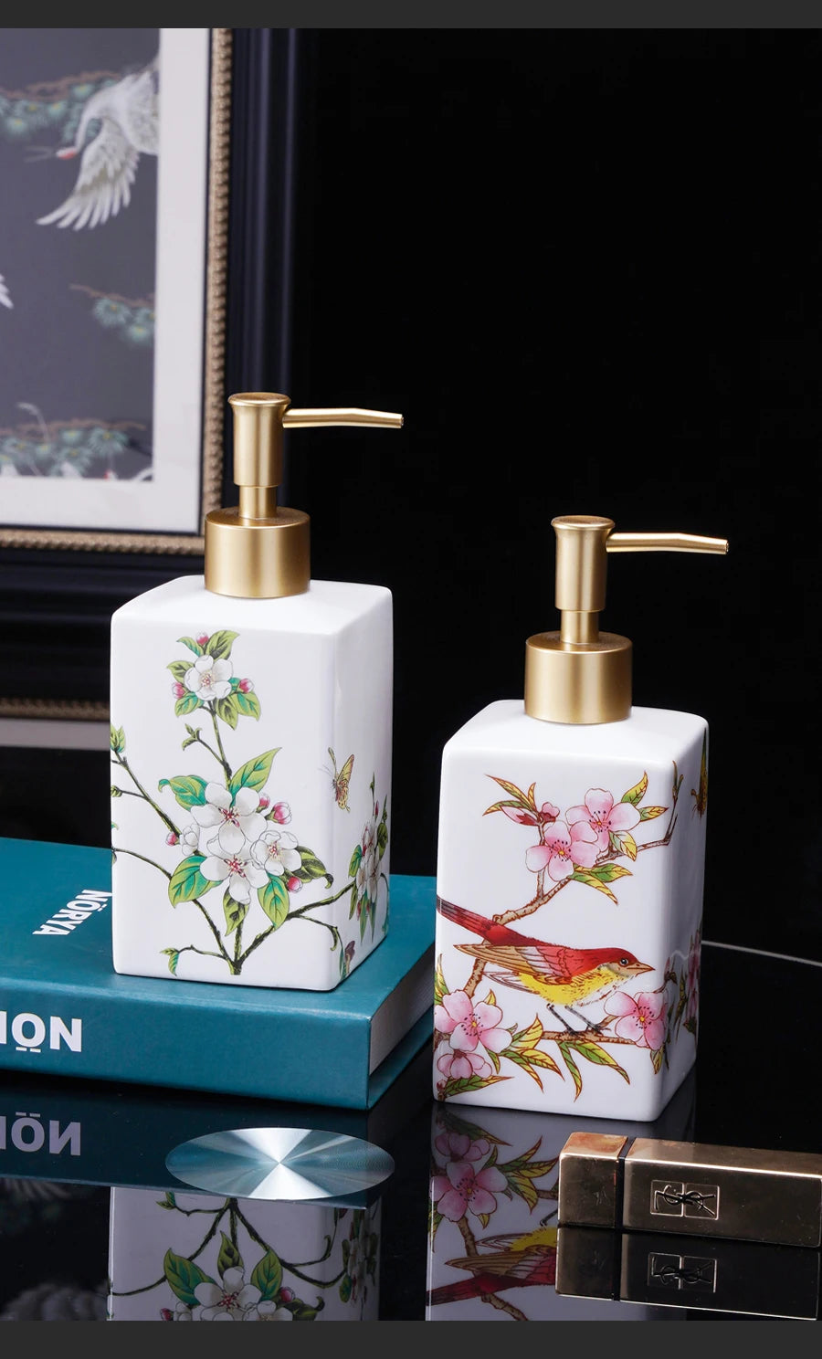 Dispensador de sabão cerâmico 450ml, garrafa desinfetante para as mãos, garrafa de prensa, garrafa de gel de banho para hotel, dispensação de detergente para lavanderia