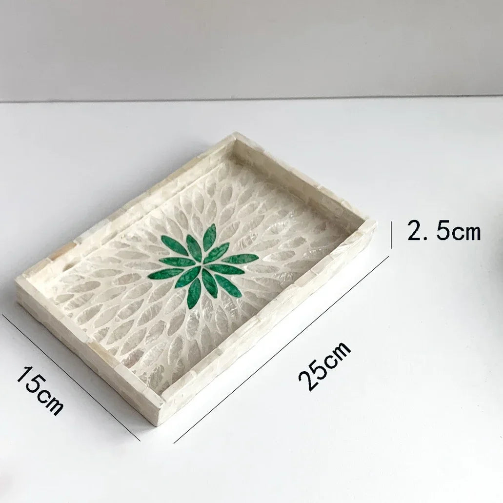 Bandeja retangular de concha oval, placa de armazenamento colorida, sala de estar, bolo, café, restaurante, decorações de armazenamento, organizador de joias