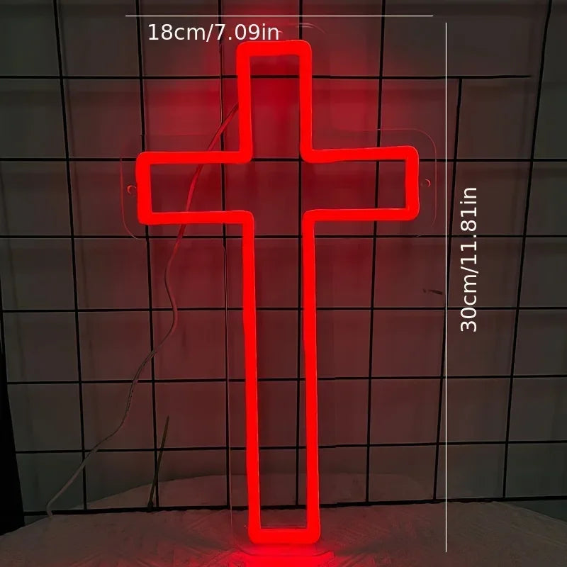 Sinal de néon da cruz de jesus, lâmpada de arte da decoração da cruz de led para a decoração da parede, quarto, decoração cristã, sala religiosa, decoração do dia de batizado