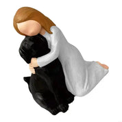 Estátua Decorativa de Menina com Cachorro em Resina