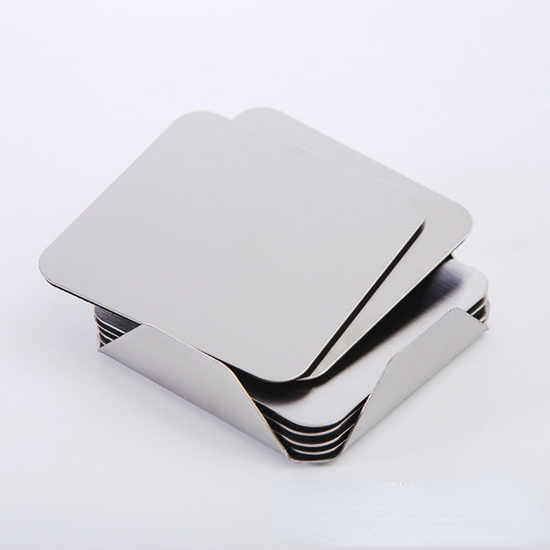 6 pçs/set redondo de aço inoxidável mesa placemats isolamento térmico caneca resistente ao calor cerveja xícara de chá coaster almofada esteira coasters