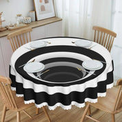 Toalha de Mesa Redonda Ilusão Óptica Preto e Branco 60"