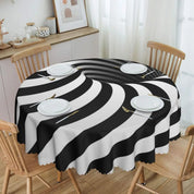 Toalha de Mesa Redonda Ilusão Óptica Preto e Branco 60"
