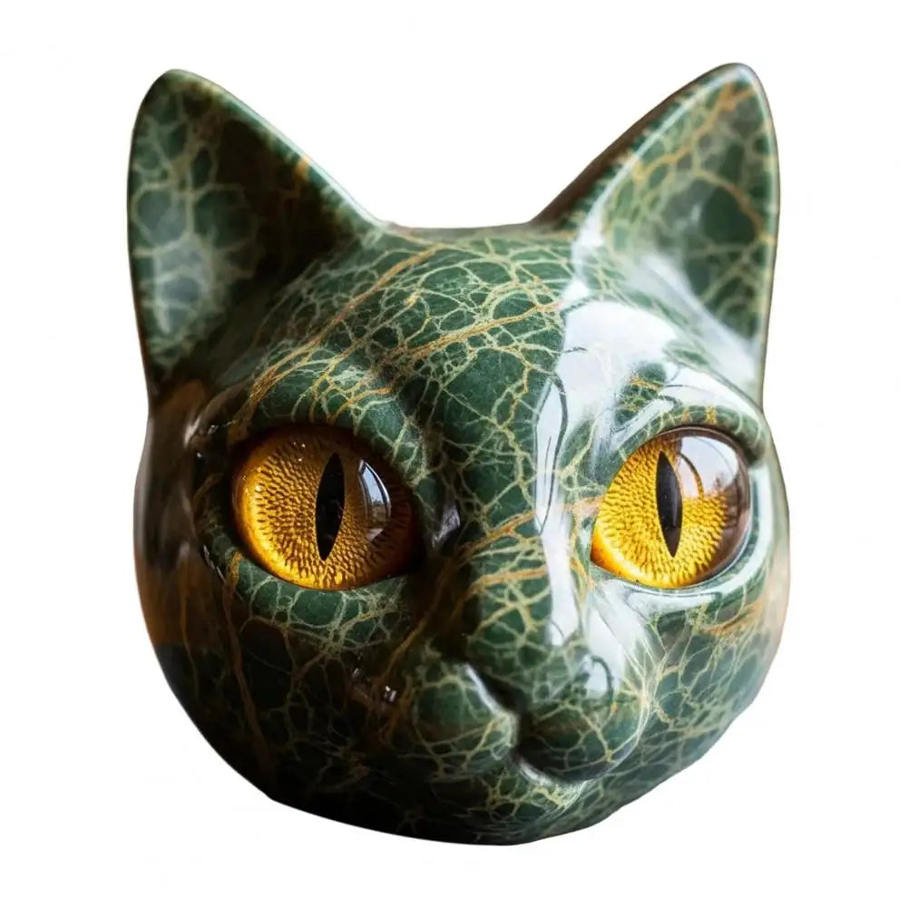 Enfeite de sala acabamento decoração de casa elegante escultura de pedra de gato preto com olhos âmbar esculpidos à mão casa de luxo para gato para quarto