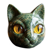 Enfeite de sala acabamento decoração de casa elegante escultura de pedra de gato preto com olhos âmbar esculpidos à mão casa de luxo para gato para quarto